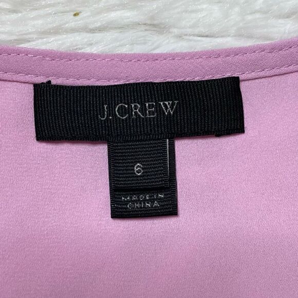 J Crew Shirt Womens Size 6 Purple Lilac Ruffle Flutter Sleeveless Top Vneck - Picture 3 of 7